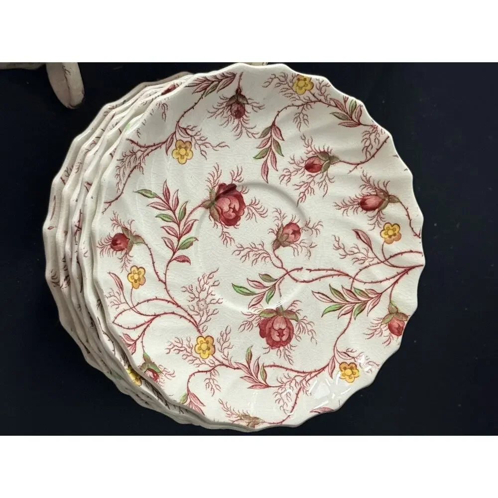 Vintage Spode England Rosebud Chintz Demitasse Espresso Set – 9 Cups & 9 Saucers
